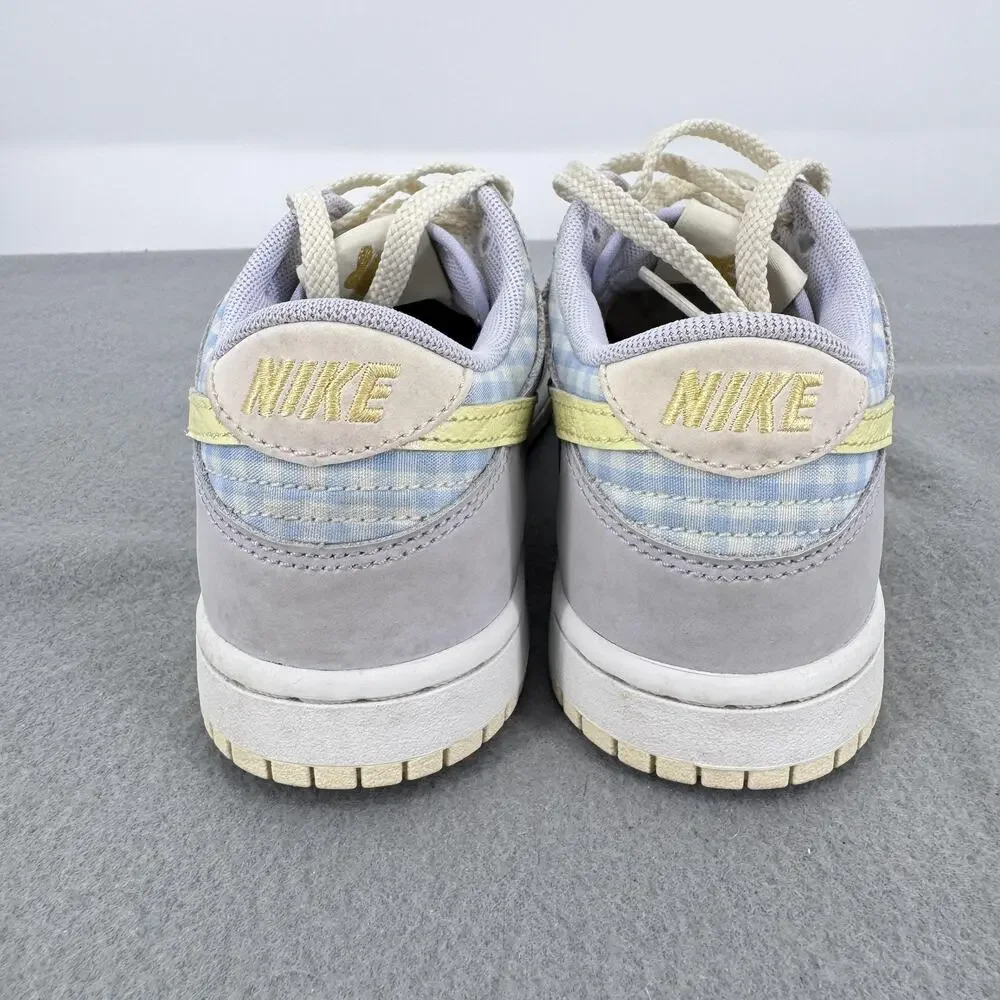 Nike Dunk Low Shoes Youth 1.5 Y Pastel Purple Yellow Gingham Sneakers FJ4642-536